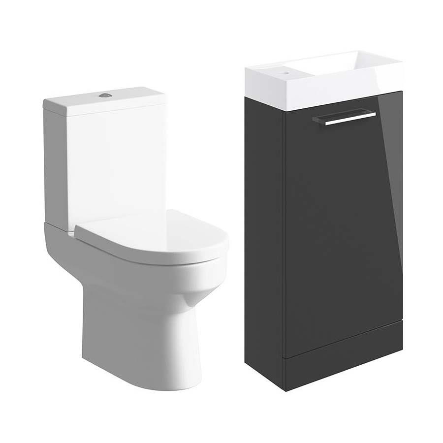 Picture of CBSH108115 Brook 410mm F/S Basin Unit & C/C Toilet Pack - Anthracite Gloss