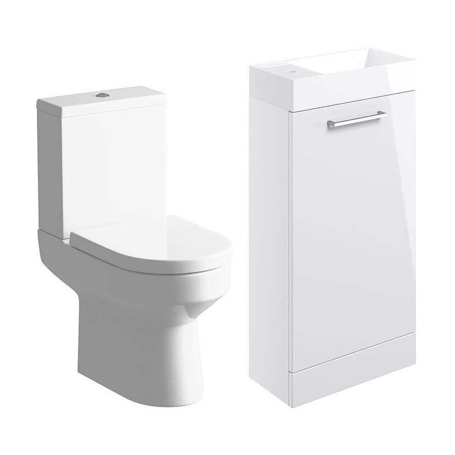 Picture of CBSH108117 Brook 410mm F/S Basin Unit & C/C Toilet Pack - White Gloss