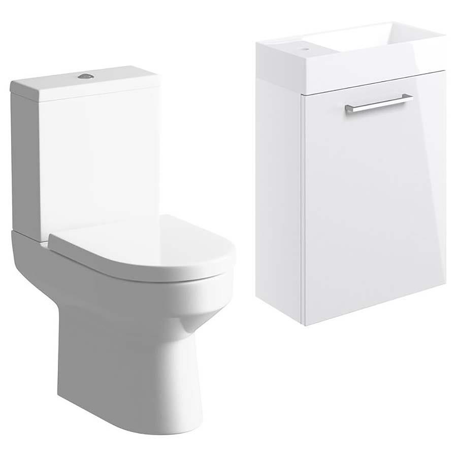 Picture of CBSH108121 Brook 410mm W/H Basin Unit & C/C Toilet Pack - White Gloss