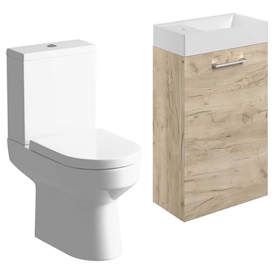 Picture of CBSH108122 Brook 410mm W/H Basin Unit & C/C Toilet Pack - Oak