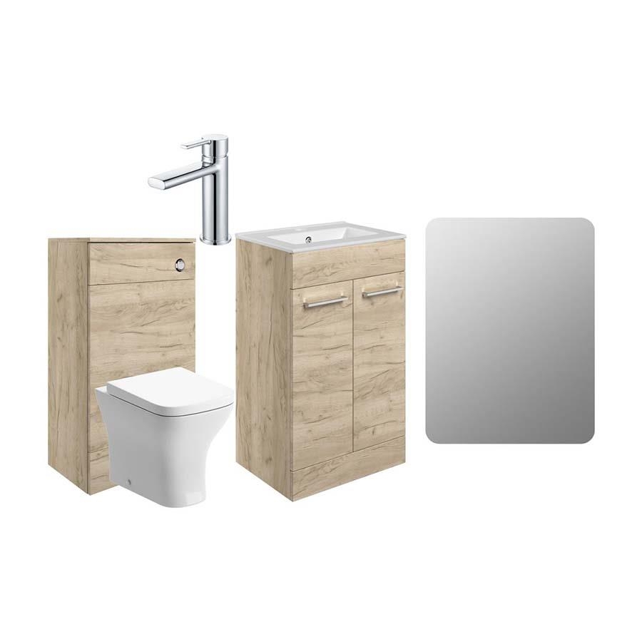 Picture of CBSH108127 Brook 510mm F/S Furniture Pack - Oak w/Chrome Finishes