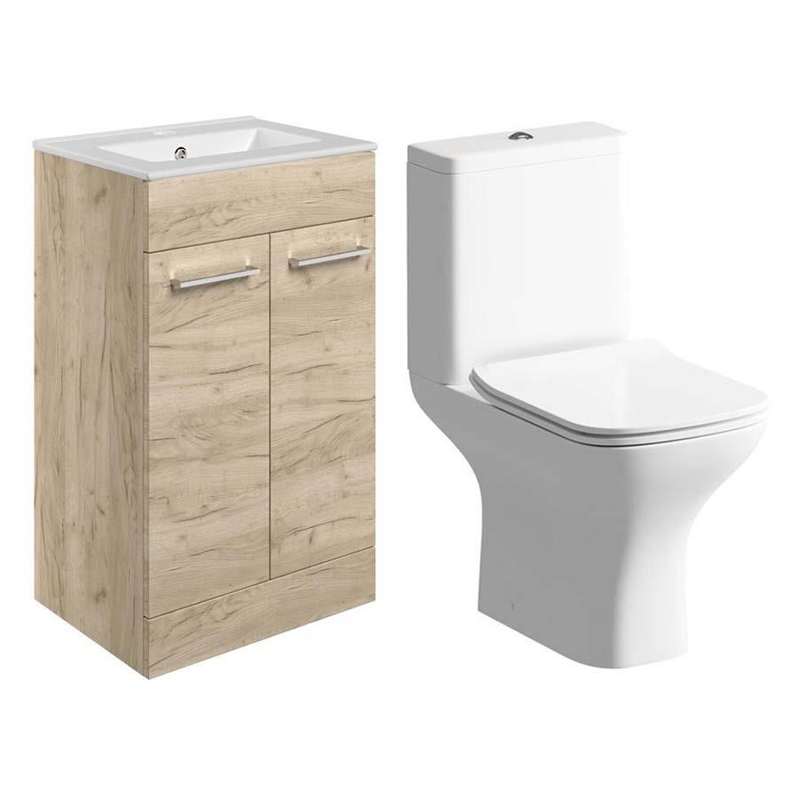 Picture of CBSH109075 Brook 510mm Floor Standing Unit & Close Coupled WC Pack - Oak