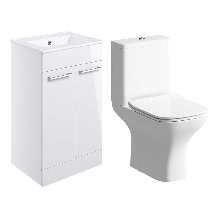 Picture of CBSH109076 Brook 510mm Floor Standing Unit & Close Coupled WC Pack - White Gloss