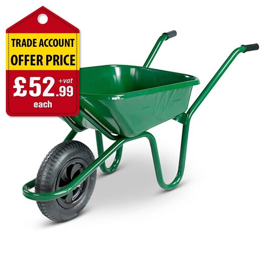 Picture of Walsall Endurance Heavy Duty 90L Wheelbarrow Green Pneumatic Tyre