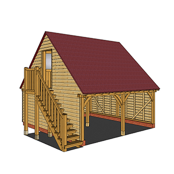 Two bay oak framed garage with room above