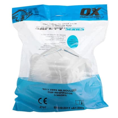 OX FFP2 Moulded Cup Respirator 3pk