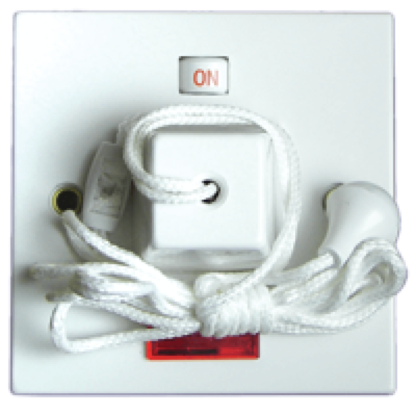 45A Double Pole Ceiling Pull Switch +Neon White Sparkpak E61